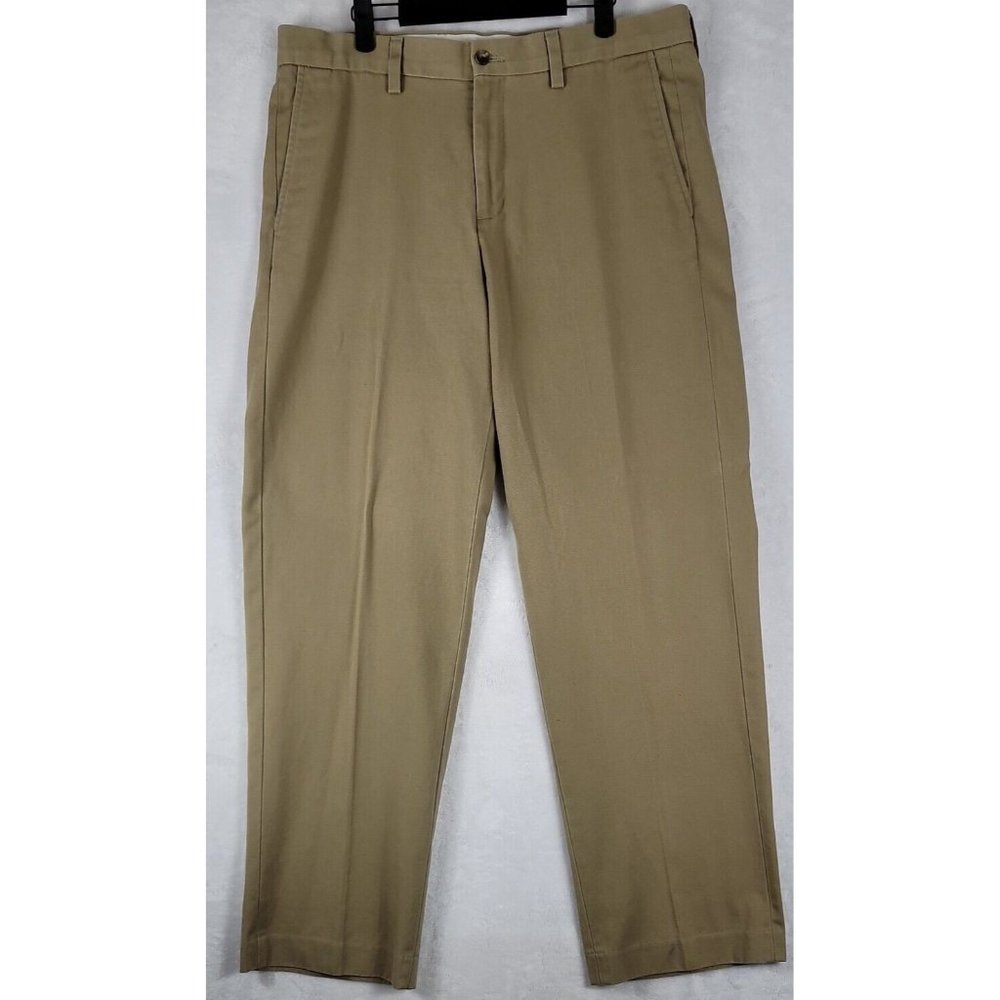 Eddie Bauer Mens Pants Size 35x32 Beige Wrinkle Resistant Relaxed Fit Pockets